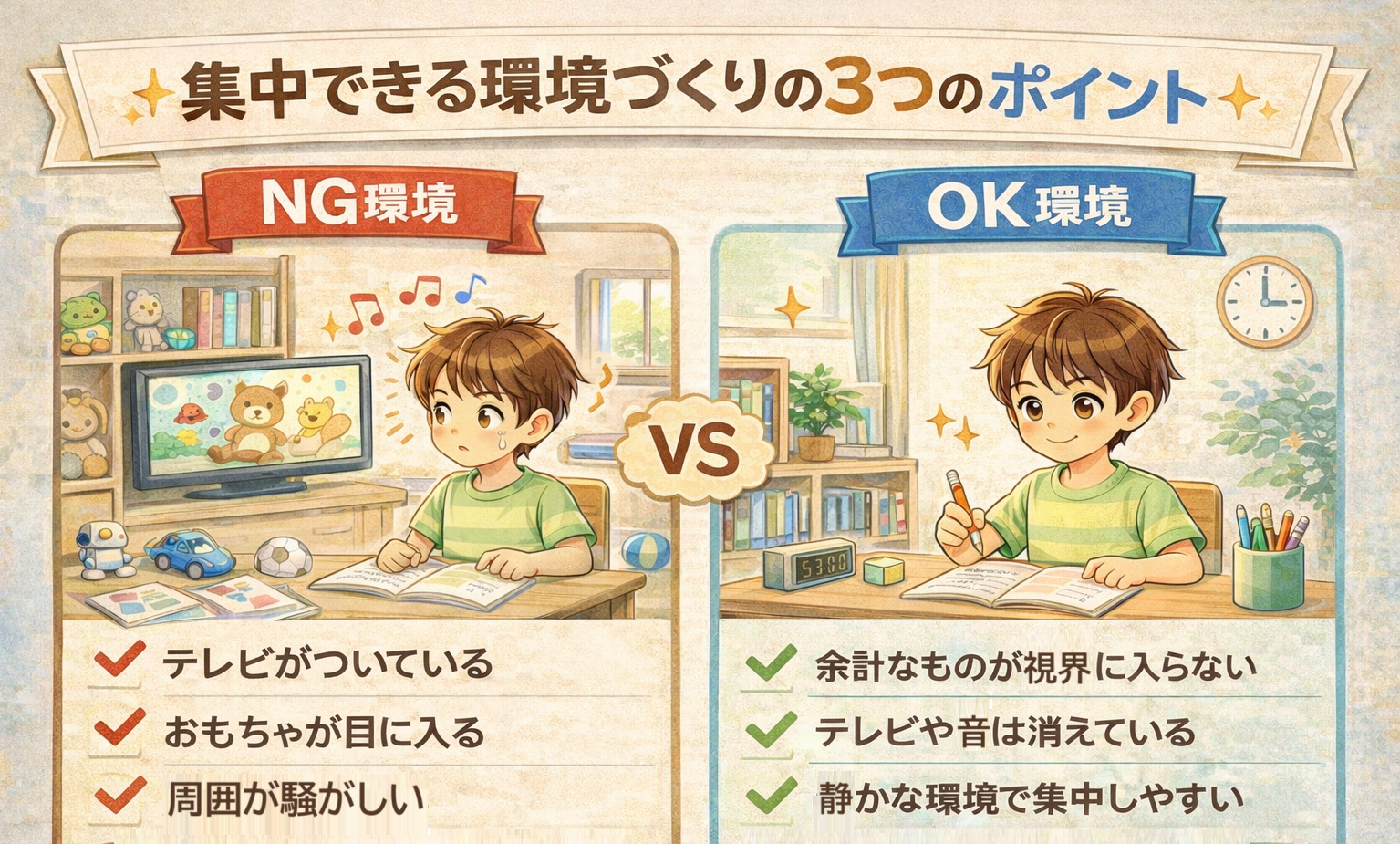 集中できる環境づくりの3つのポイント